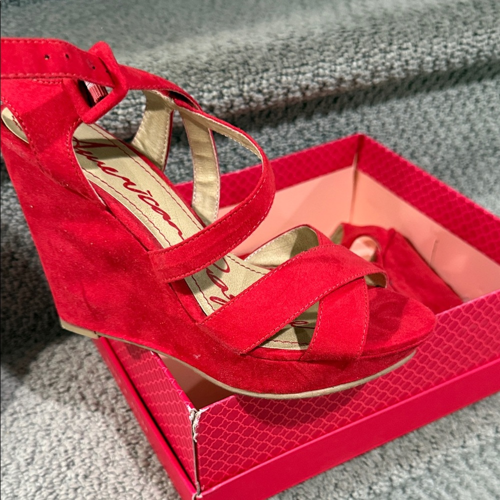 American Rag Red Wedge Sandals